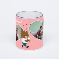 Кружка с тёмно-синей ручкой и ободком