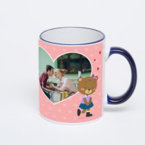 Кружка с тёмно-синей ручкой и ободком