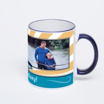 Кружка с тёмно-синей ручкой и ободком