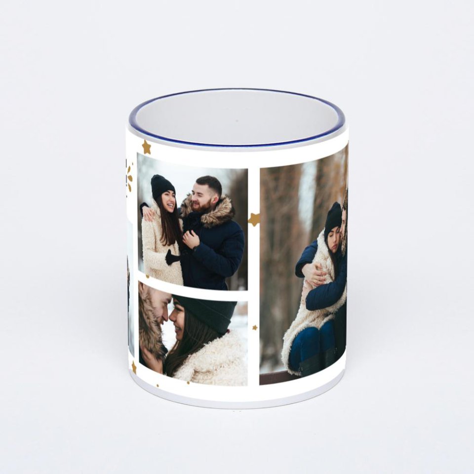 Кружка с тёмно-синей ручкой и ободком