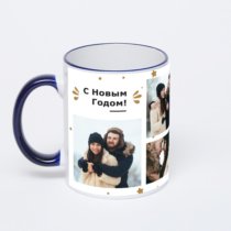 Кружка с тёмно-синей ручкой и ободком