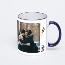 Кружка с тёмно-синей ручкой и ободком