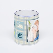 Кружка с тёмно-синей ручкой и ободком