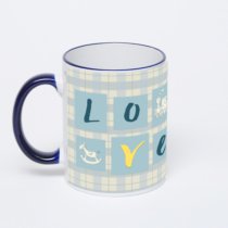 Кружка с тёмно-синей ручкой и ободком