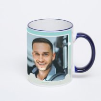 Кружка с тёмно-синей ручкой и ободком