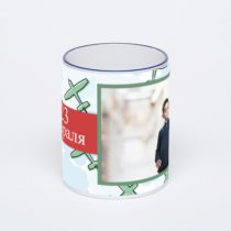 Кружка с тёмно-синей ручкой и ободком