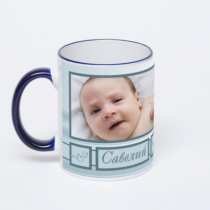 Кружка с тёмно-синей ручкой и ободком