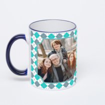 Кружка с тёмно-синей ручкой и ободком