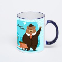 Кружка с тёмно-синей ручкой и ободком