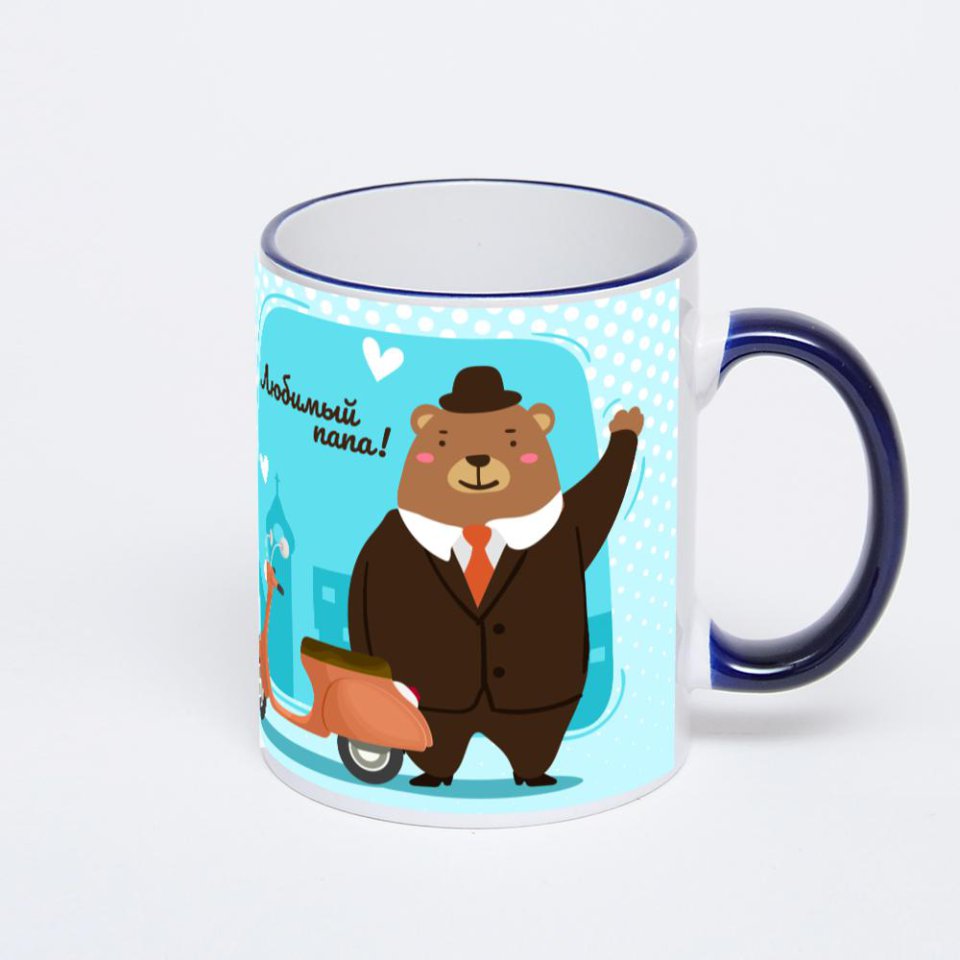 Кружка с тёмно-синей ручкой и ободком