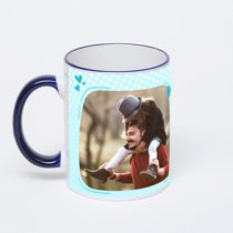 Кружка с тёмно-синей ручкой и ободком