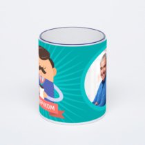 Кружка с тёмно-синей ручкой и ободком