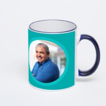 Кружка с тёмно-синей ручкой и ободком