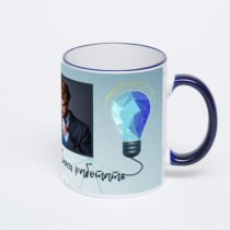 Кружка с тёмно-синей ручкой и ободком