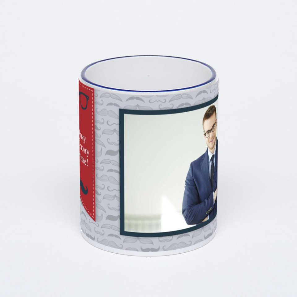 Кружка с тёмно-синей ручкой и ободком