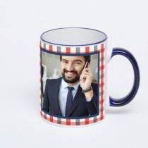 Кружка с тёмно-синей ручкой и ободком