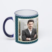 Кружка с тёмно-синей ручкой и ободком