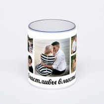 Кружка с тёмно-синей ручкой и ободком