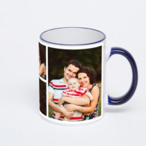 Кружка с тёмно-синей ручкой и ободком