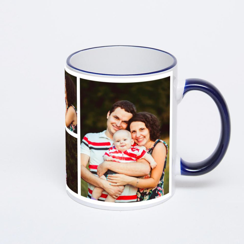 Кружка с тёмно-синей ручкой и ободком