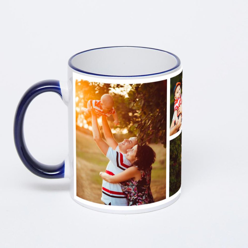 Кружка с тёмно-синей ручкой и ободком