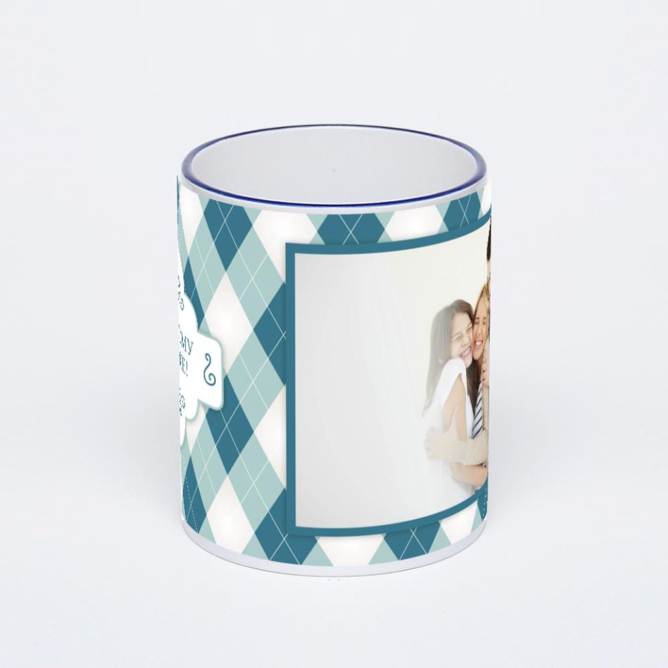 Кружка с тёмно-синей ручкой и ободком