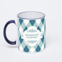 Кружка с тёмно-синей ручкой и ободком