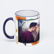 Кружка с тёмно-синей ручкой и ободком