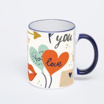 Кружка с тёмно-синей ручкой и ободком