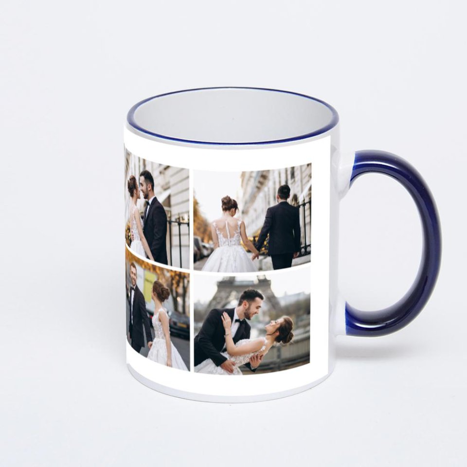 Кружка с тёмно-синей ручкой и ободком