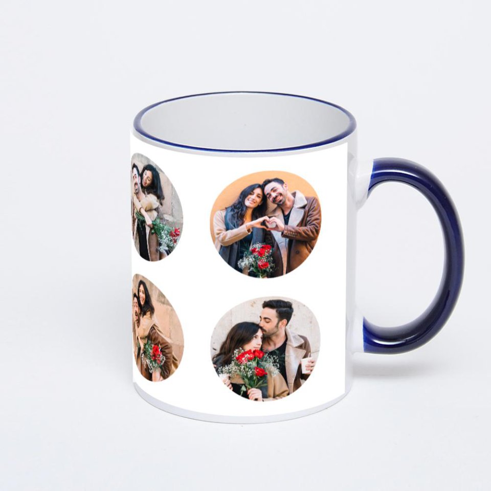 Кружка с тёмно-синей ручкой и ободком