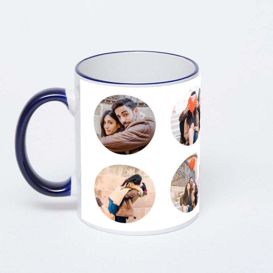 Кружка с тёмно-синей ручкой и ободком