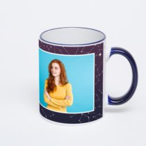 Кружка с тёмно-синей ручкой и ободком