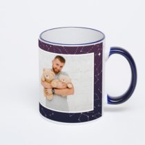 Кружка с тёмно-синей ручкой и ободком