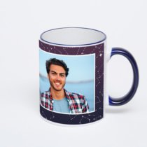 Кружка с тёмно-синей ручкой и ободком