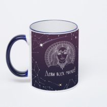 Кружка с тёмно-синей ручкой и ободком