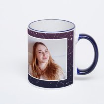 Кружка с тёмно-синей ручкой и ободком