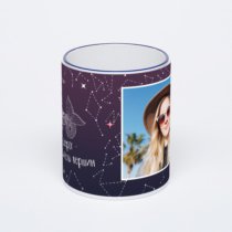 Кружка с тёмно-синей ручкой и ободком