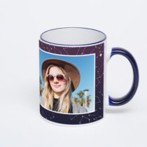 Кружка с тёмно-синей ручкой и ободком