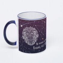 Кружка с тёмно-синей ручкой и ободком