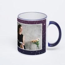 Кружка с тёмно-синей ручкой и ободком