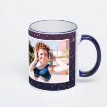 Кружка с тёмно-синей ручкой и ободком