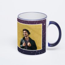 Кружка с тёмно-синей ручкой и ободком