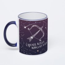 Кружка с тёмно-синей ручкой и ободком