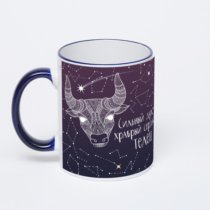 Кружка с тёмно-синей ручкой и ободком