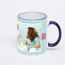 Кружка с тёмно-синей ручкой и ободком