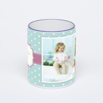 Кружка с тёмно-синей ручкой и ободком