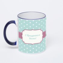 Кружка с тёмно-синей ручкой и ободком