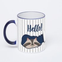 Кружка с тёмно-синей ручкой и ободком