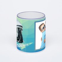 Кружка с тёмно-синей ручкой и ободком